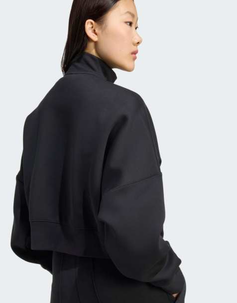 adidas Originals Off placed 3-stripes zip up in black - view 1