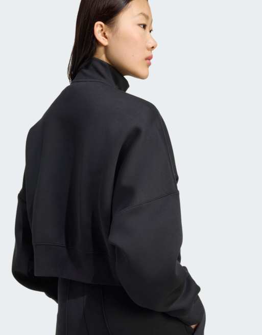 adidas Originals off placed 3-stripes zip up track top in black