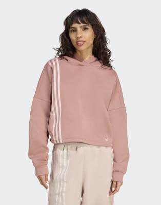 adidas Originals - Off Placed - Kapuzenpullover in Warm Clay mit den drei Streifen-Brown