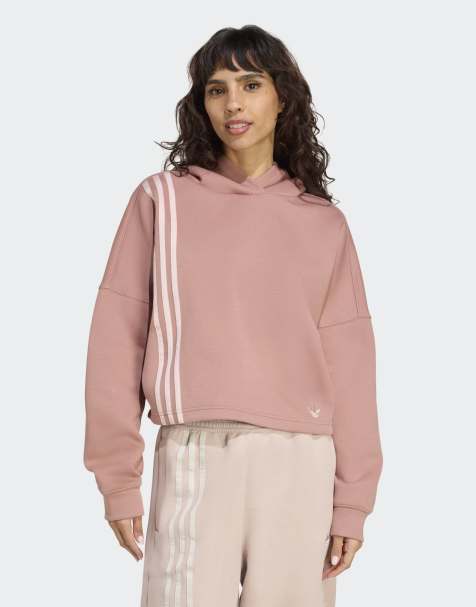 adidas Originals – Off Placed – Różowobeżowa bluza z kapturem z 3 paskami - view 1