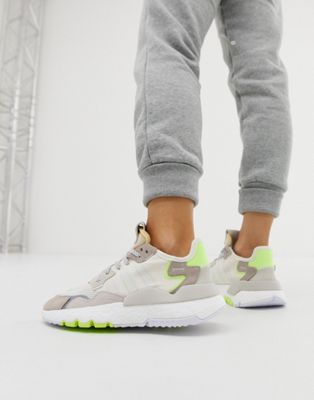 adidas originals off white and yellow nite jogger trainers