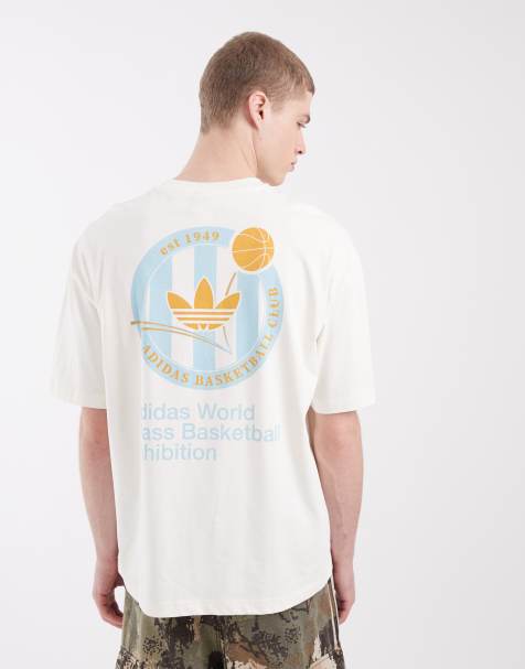 adidas Originals – OG Crest – Biało-niebieski T-shirt z grafiką - view 1