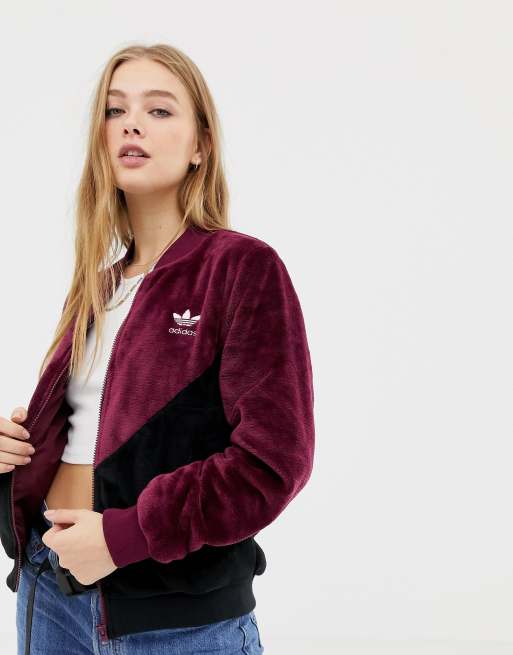 Adidas originals og track jacket in maroon on sale borg