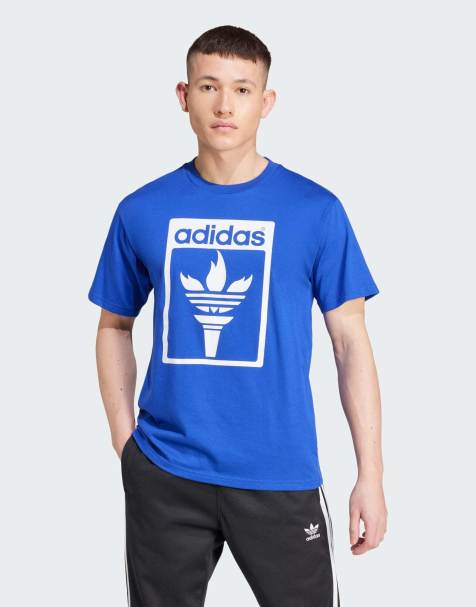 adidas Originals - Olympics Torch - T-shirt blu con grafica - view 1