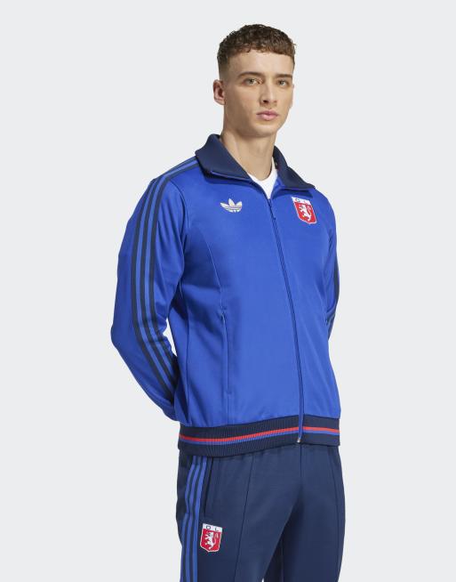 adidas Originals Olympique lyonnais anniversary track top in semi lucid blue