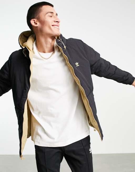 adidas Originals - Omkeerbaar jack met 3-Stripes in zwart en beige