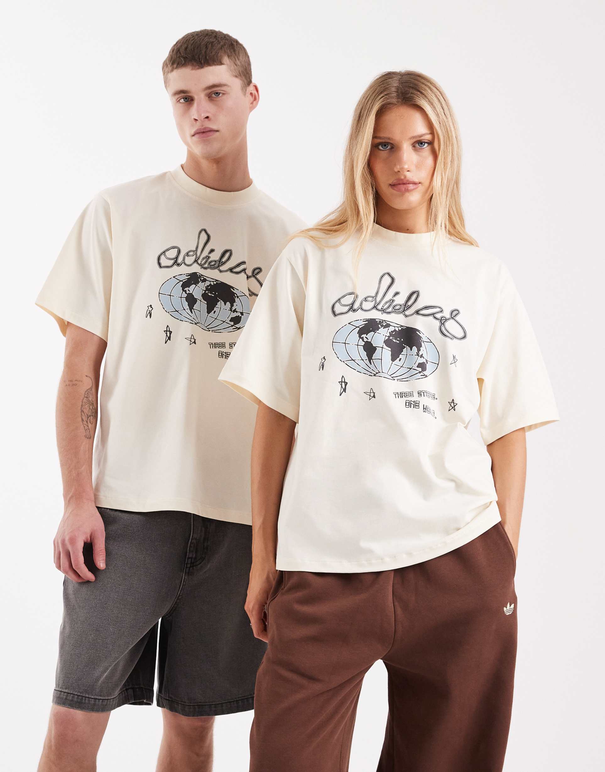 adidas originals one world t-shirt in cream