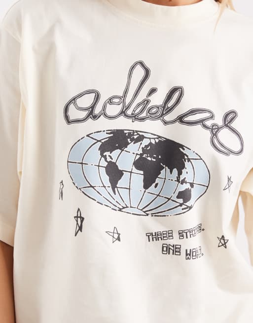 adidas Originals – One World – T-Shirt in Cremeweiß, 3 von 4