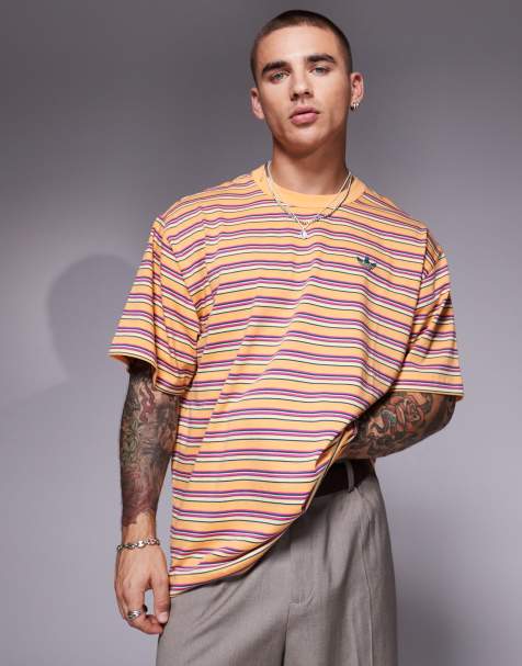 adidas Originals – Orange, randig t-shirt - view 1