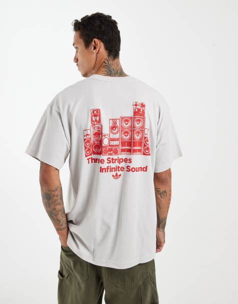adidas Originals – Original Sound – Szaro-bordowy T-shirt - view 1
