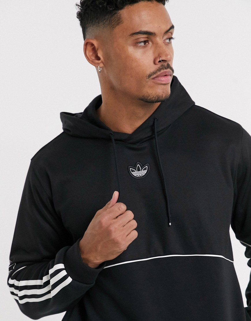 adidas Originals outline central logo hoodie in black
