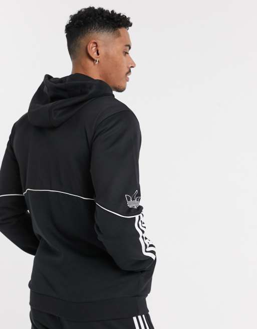 adidas Originals outline central logo hoodie in black