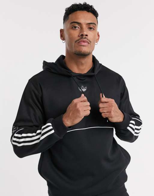 adidas Originals outline central logo hoodie in black