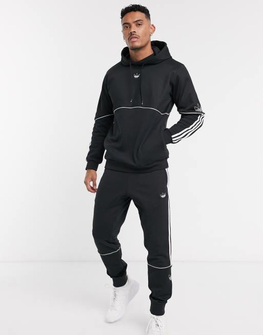 adidas Originals outline central logo hoodie in black