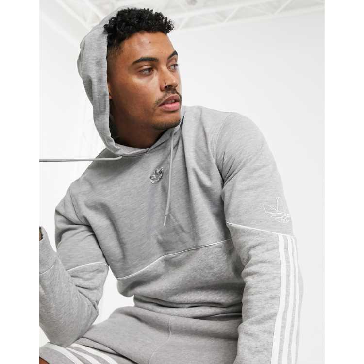 adidas Originals outline central logo hoodie in grey ASOS