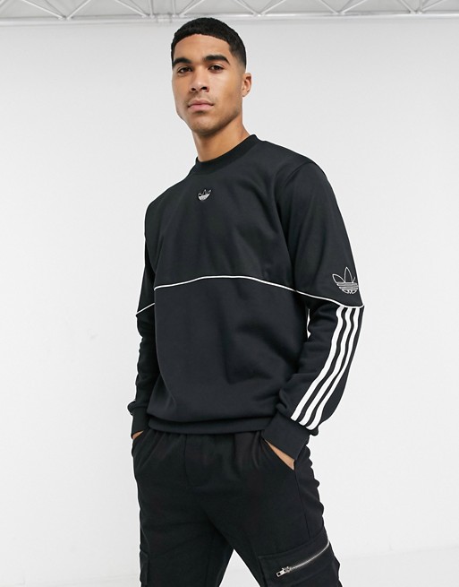 adidas Originals outline central logo sweatshirt in black