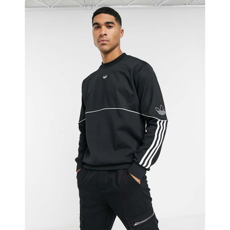 adidas Originals outline central logo sweatshirt in black ASOS