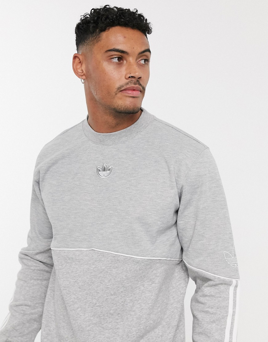Adidas Originals outline central logo sweatshirt in grey