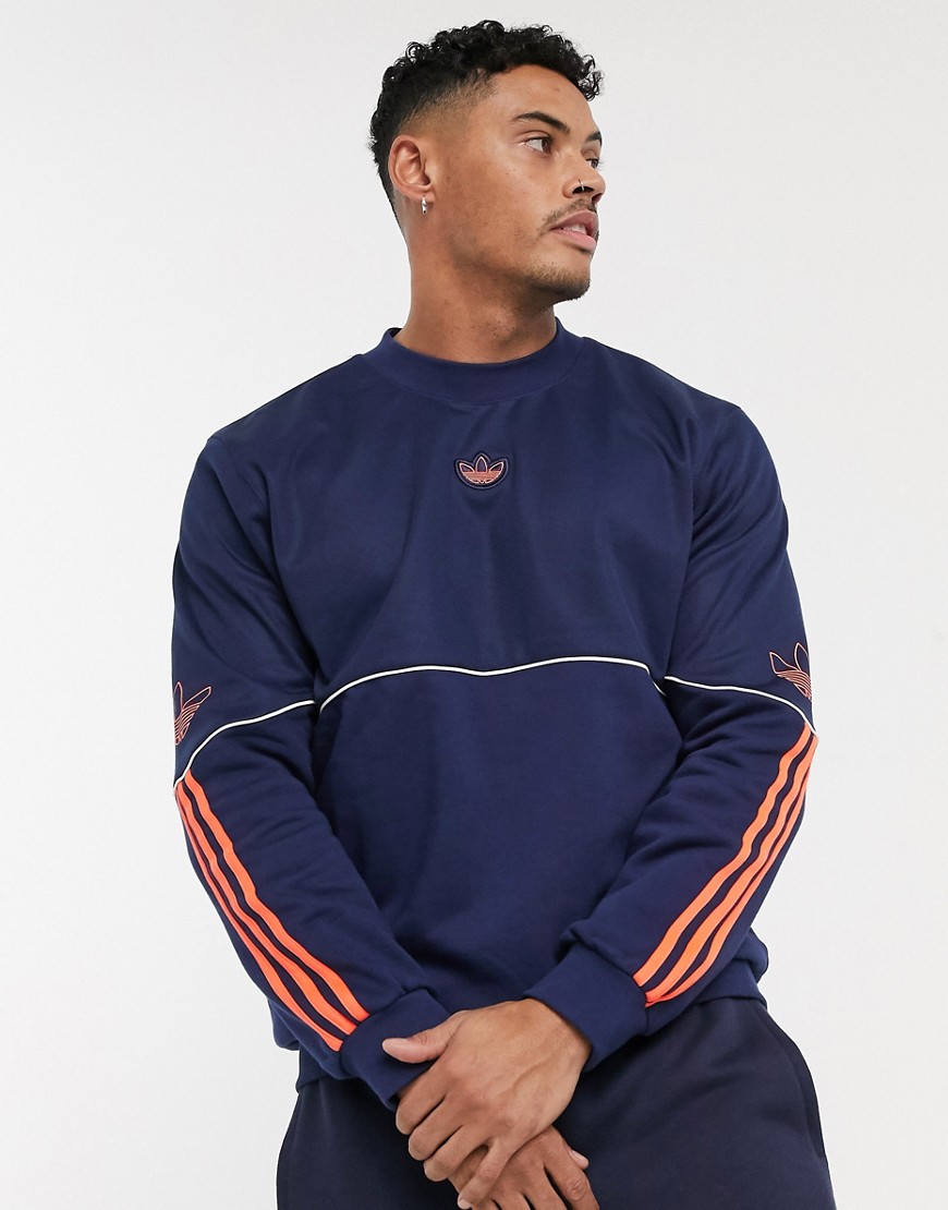 Adidas Originals outline central logo sweatshirt in navy