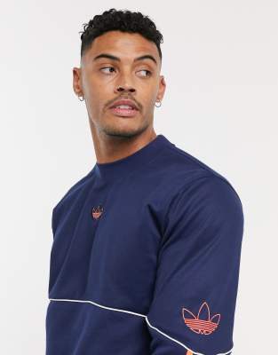 adidas originals outline central logo sweatshirt in navy