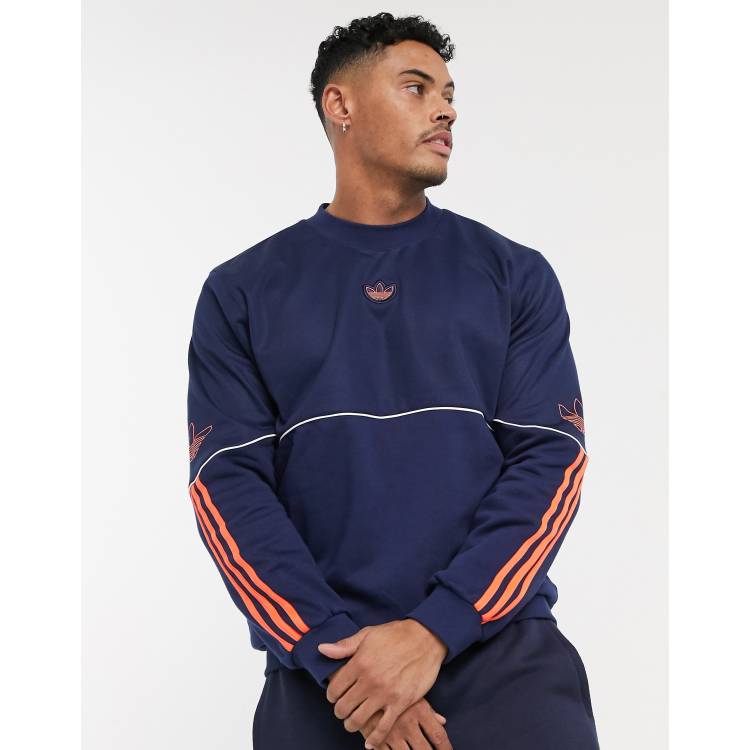 adidas Originals outline central logo sweatshirt in navy