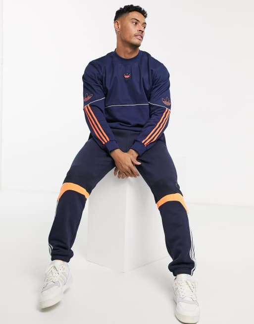 adidas Originals outline central logo sweatshirt in navy