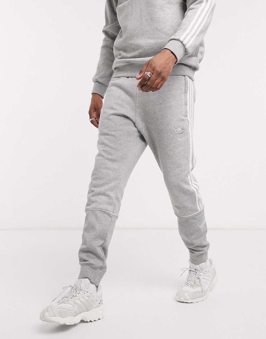 Adidas Originals outline logo joggers in grey
