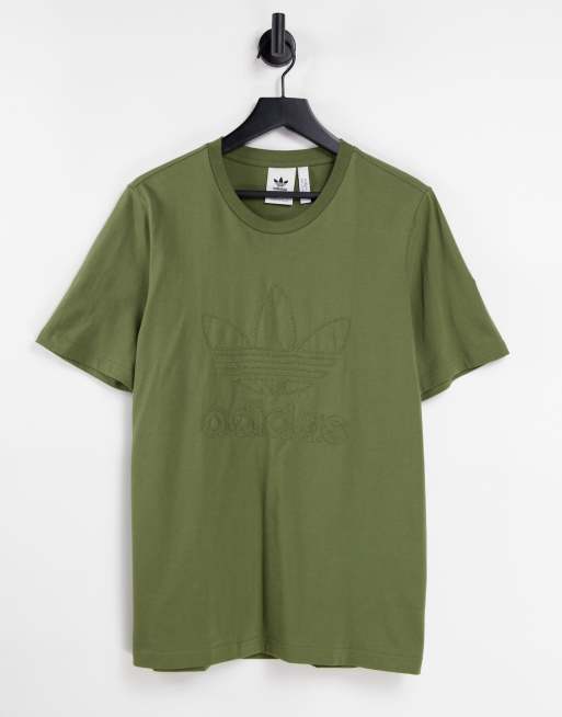 adidas Originals outline logo t-shirt in khaki