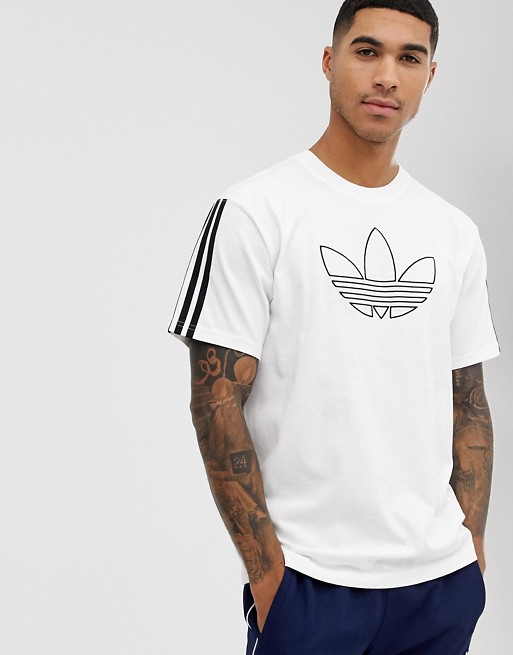 adidas Originals outline logo t-shirt in white | ASOS