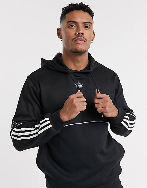 adidas Originals outline trefoil hoodie in black