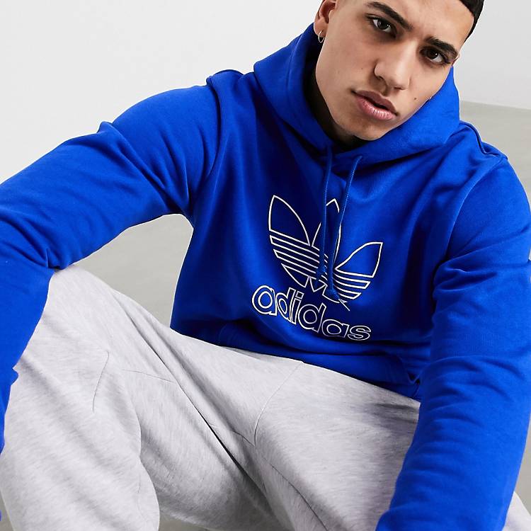 adidas Originals outline trefoil hoodie in blue | ASOS