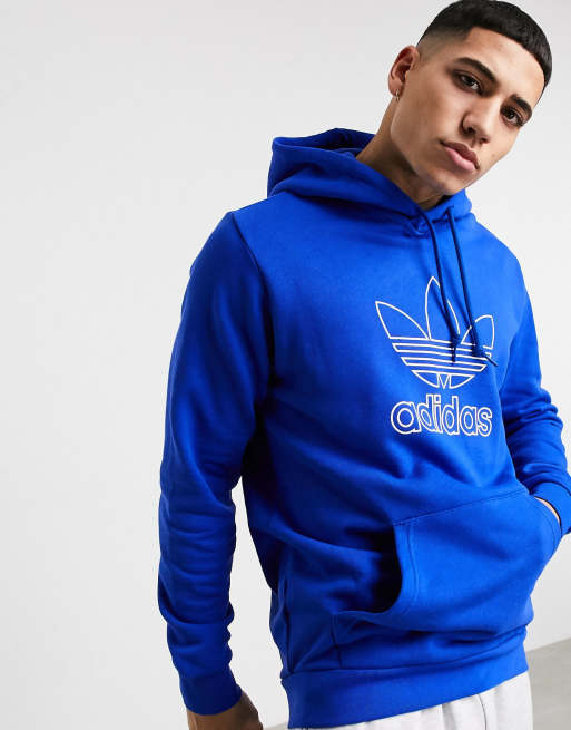 adidas Originals outline trefoil hoodie in blue