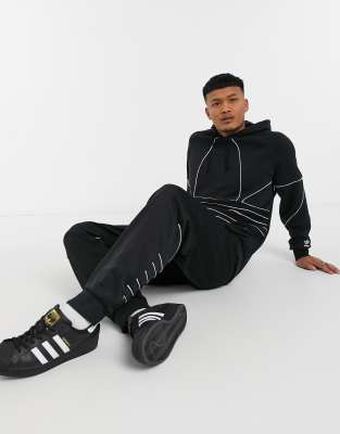 adidas Originals outline trefoil joggers in black