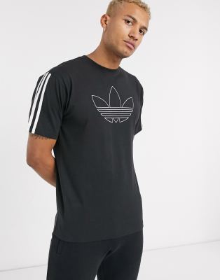 Adidas Originals Outline Trefoil T shirt With 3 Stripes In Black