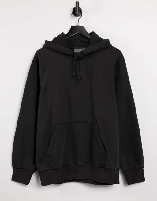 Adidas originals overdye premium hoodie with embroidered logo in black ...