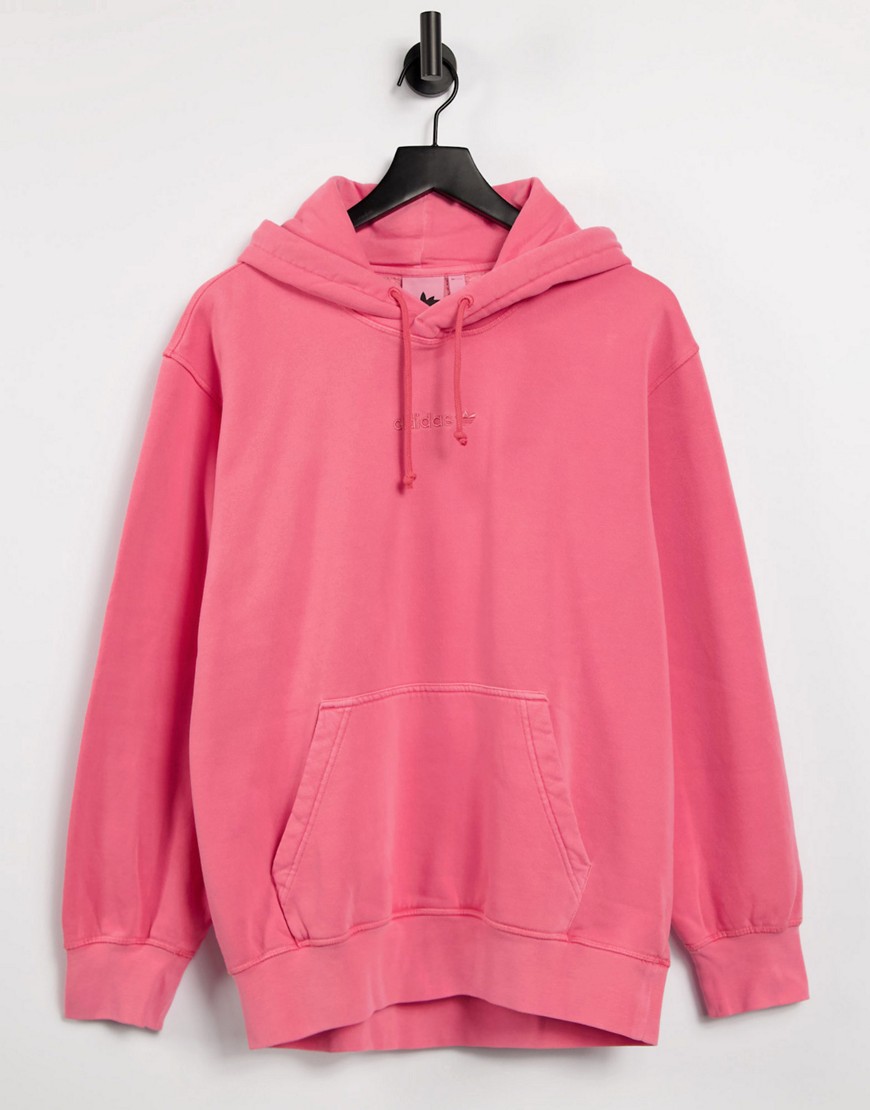 Adidas originals overdye premium hoodie with embroidered logo in hazy rose-Pink