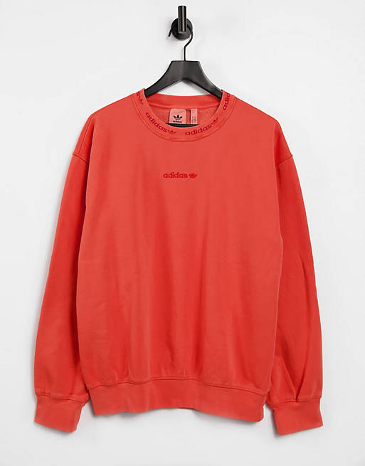 Hoodies & Sweatshirts Adidas originals overdye premium rib sweat with embroidered logo in burnt orange 