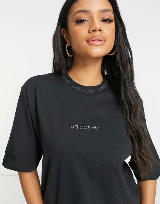 Adidas originals overdye premium rib t-shirt with embroidered logo in black