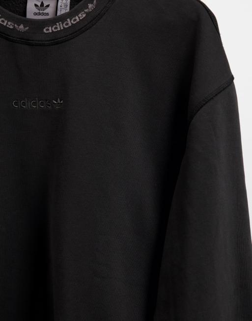 Adidas Originals overdye premium ribbed sweatshirt with embroidered logo in  black