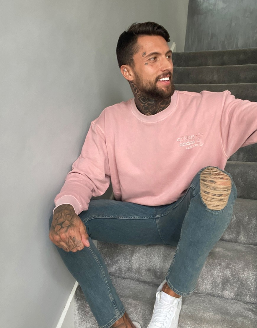 Adidas Originals - Overdyed premium sweatshirt met logo op de borst in roze