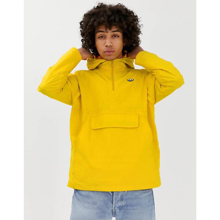 adidas Originals overhead windbreaker jacket in yellow with trefoil logo