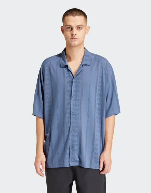 adidas Originals - Overhemd met mesh en korte mouwen in blauw