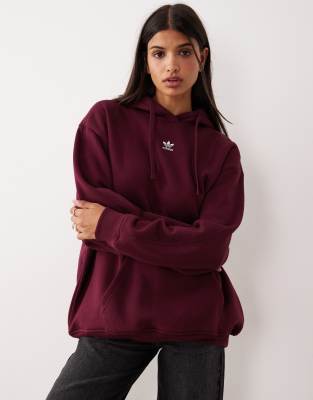 adidas Originals - Oversize-Kapuzenpullover aus Jersey in Burgunderrot