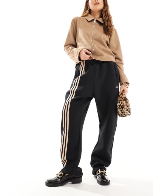 adidas Originals Oversized 3 Stripes Sweat Pants in black