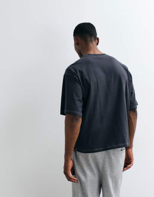 adidas Originals oversized contrast stitch tee in dark grey, 5 of 5