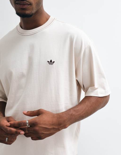 adidas Originals oversized contrast stitch tee in off white, 2 of 5