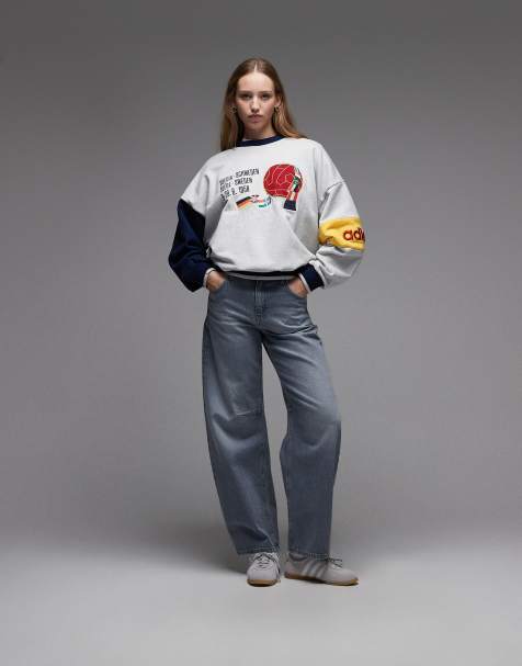 adidas Originals oversized graphic print sweatshirt in gray - view 1