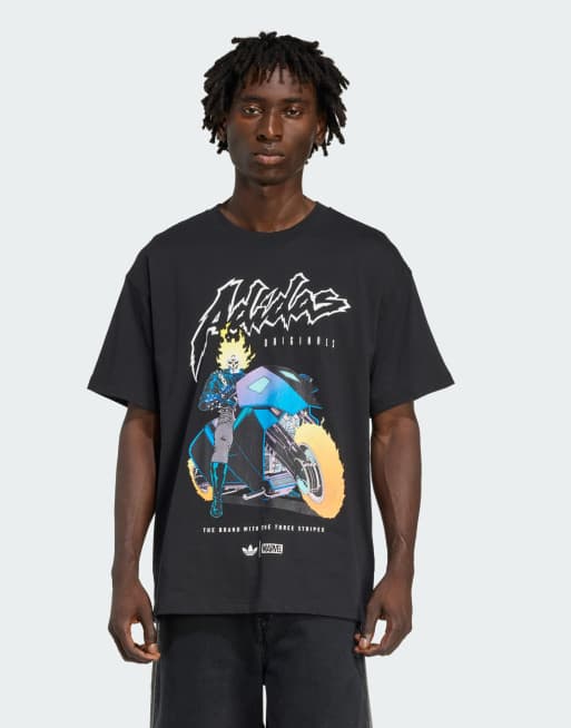 adidas Originals - Oversized heren T-shirt met Marvel Ghost Rider-print in zwart