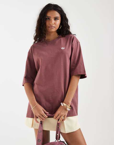 adidas Originals oversized t-shirt i dämpad brun - view 1