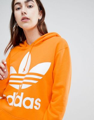 adidas trefoil orange hoodie